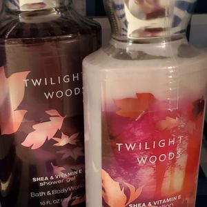 Twilight Woods Bath & Body Works 10 oz shower gel & 8 oz body lotion